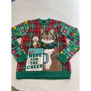 Blizzard Bay Men’s Ugly Sweater Christmas Cat Not Here For The Cheer Size Small